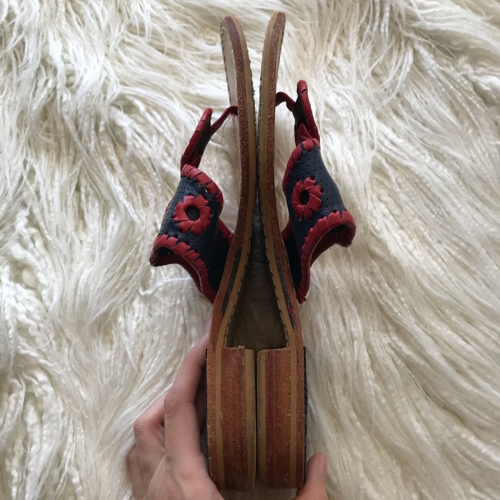 JACK ROGERS “Navajo” red and navy flat sandals 7 - Picture 5 of 7